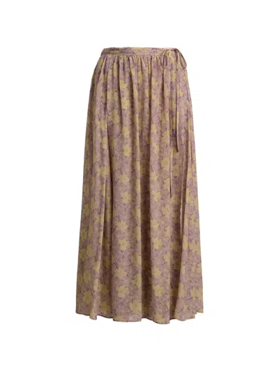 Polo Ralph Lauren Floral-print Crinkled Skirt In Brown