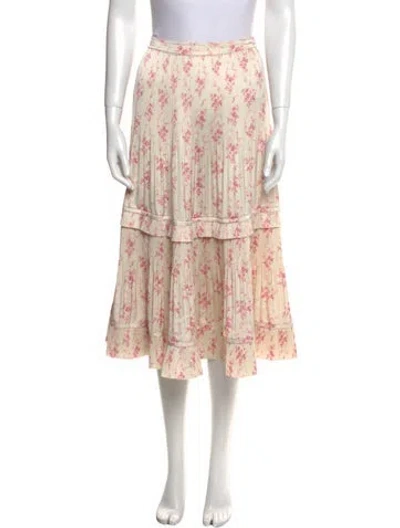 Pre-owned Polo Ralph Lauren Floral Print Knee-length Skirt In Neutral
