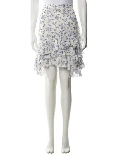 Pre-owned Polo Ralph Lauren Floral Print Knee-length Skirt In White