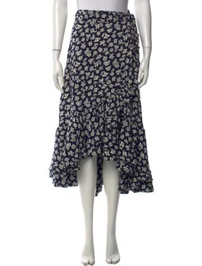 Pre-owned Polo Ralph Lauren Floral Print Long Skirt In Blue
