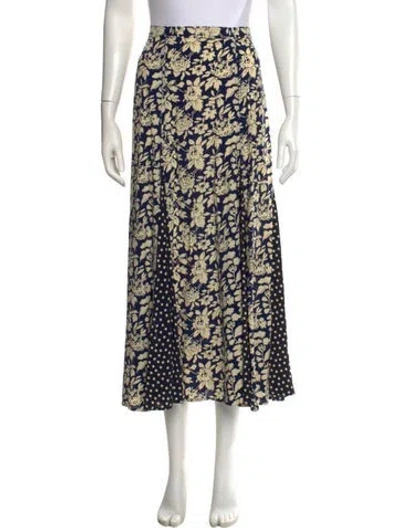 Pre-owned Polo Ralph Lauren Floral Print Long Skirt In Blue