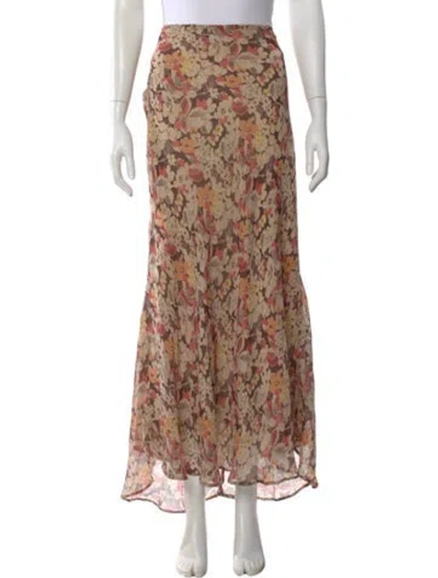 Pre-owned Polo Ralph Lauren Floral Print Long Skirt In Neutral