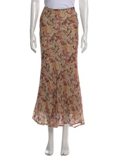 Pre-owned Polo Ralph Lauren Floral Print Long Skirt In Neutral