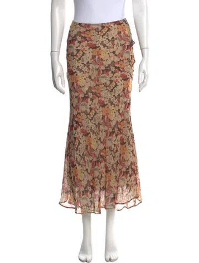 Pre-owned Polo Ralph Lauren Floral Print Long Skirt In Neutral