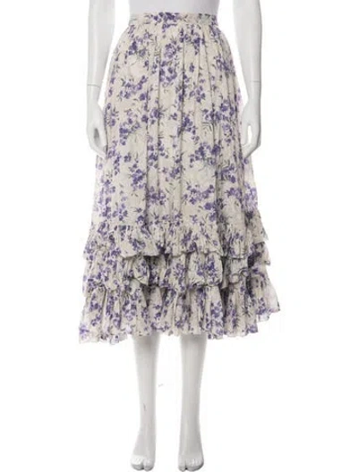 Pre-owned Polo Ralph Lauren Floral Print Long Skirt In Neutral