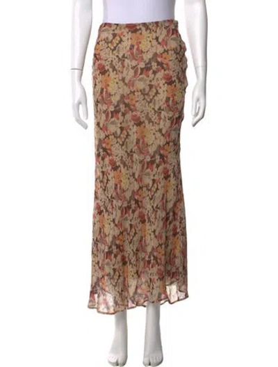 Pre-owned Polo Ralph Lauren Floral Print Long Skirt In Neutrals