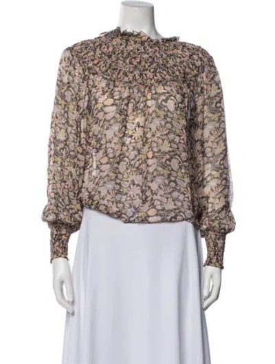 Pre-owned Polo Ralph Lauren Floral Print Long Sleeve Blouse In Multi