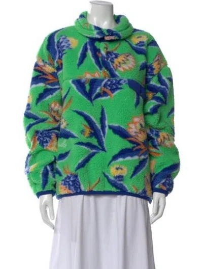 Pre-owned Polo Ralph Lauren Floral Print Long Sleeve Polo In Green