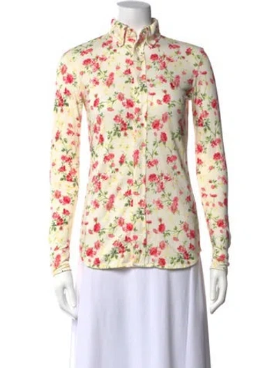 Pre-owned Polo Ralph Lauren Floral Print Long Sleeve Polo In Multicolor