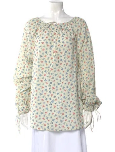 Pre-owned Polo Ralph Lauren Floral Print Long Sleeve Polo W/ Tags In Neutral