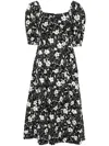Polo Ralph Lauren Floral Linen Midi Dress In Black