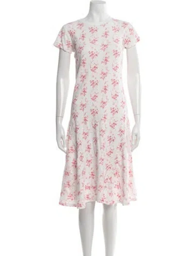 Pre-owned Polo Ralph Lauren Floral Print Midi Length Dress In Pink