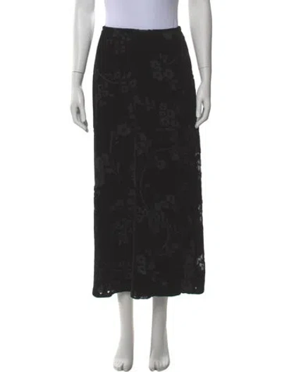 Pre-owned Polo Ralph Lauren Floral Print Midi Length Skirt In Black