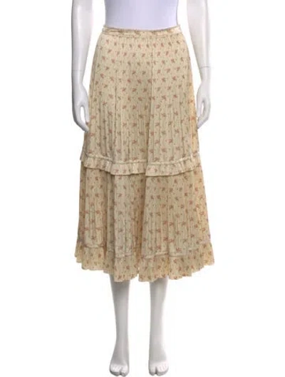 Pre-owned Polo Ralph Lauren Floral Print Midi Length Skirt In Neutral