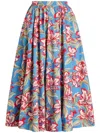 Polo Ralph Lauren Floral Cotton Midi Skirt In Blue
