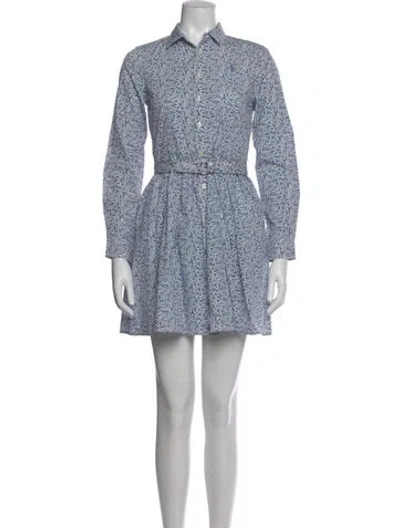 Pre-owned Polo Ralph Lauren Floral Print Mini Dress In Blue