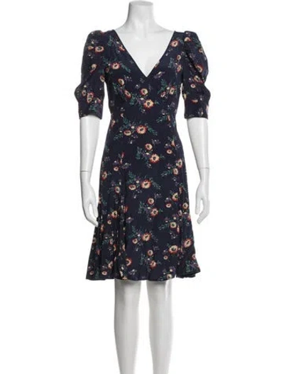 Pre-owned Polo Ralph Lauren Floral Print Mini Dress In Blue