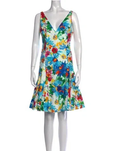 Pre-owned Polo Ralph Lauren Floral Print Mini Dress In Multicolor