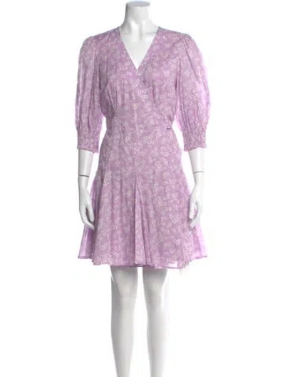 Pre-owned Polo Ralph Lauren Floral Print Mini Dress In Purple