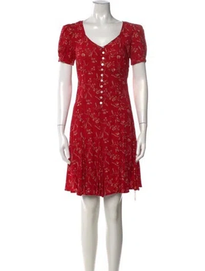 Pre-owned Polo Ralph Lauren Floral Print Mini Dress In Red