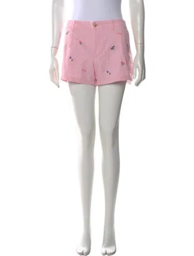 Pre-owned Polo Ralph Lauren Floral Print Mini Shorts In Pink