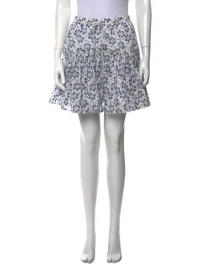 Pre-owned Polo Ralph Lauren Floral Print Mini Skirt In Blue/neutrals