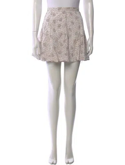 Pre-owned Polo Ralph Lauren Floral Print Mini Skirt In Gray