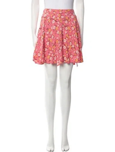 Pre-owned Polo Ralph Lauren Floral Print Mini Skirt In Pink
