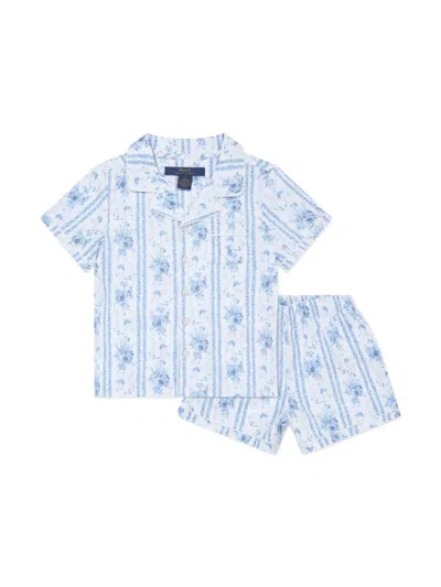 Polo Ralph Lauren Floral-print Pajama Set In 蓝色