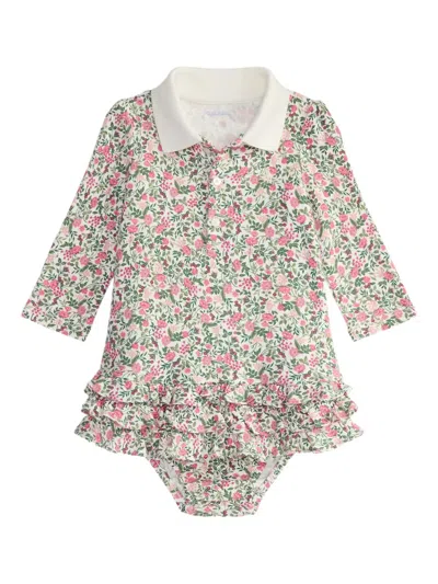 Polo Ralph Lauren Babies' Floral-print Ruffled Dress-bloomer Set In Neutral