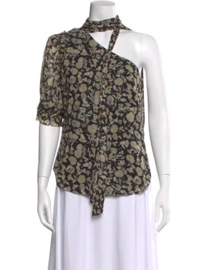 Pre-owned Polo Ralph Lauren Floral Print Short Sleeve Blouse In Multi