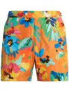 Polo Ralph Lauren Floral-print Swim Shorts In 橘色