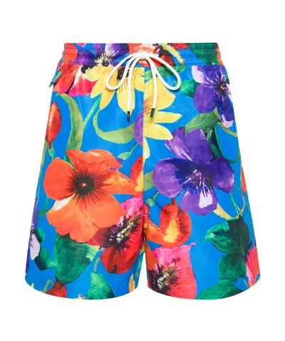 Polo Ralph Lauren 5.75-inch Classic Fit Swim Trunk Man Swim Trunks Blue Size Xxl Recycled Polyester In Poppy Floral Blue