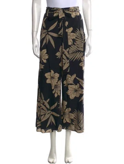 Pre-owned Polo Ralph Lauren Floral Print Wide Leg Pants In Black