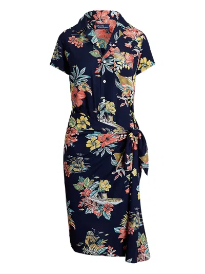 Polo Ralph Lauren Floral-print Wrap Dress In Black