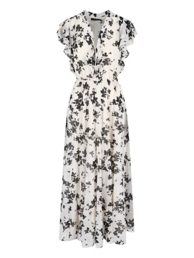 Polo Ralph Lauren Floral Printed Ruffled Dress In White