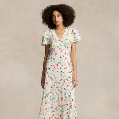 Polo Ralph Lauren Floral Silk Crepe Dress In Multi