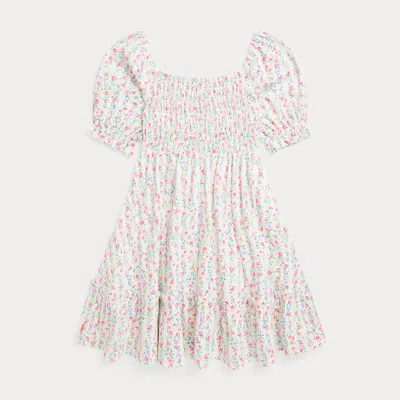 Polo Ralph Lauren Kids' Floral Smocked Cotton Jersey Dress In Meadow Floral