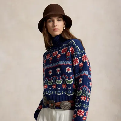 Polo Ralph Lauren Floral Wool-blend Sweater In Blue Multi