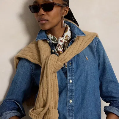 Polo Ralph Lauren Floral Wool-linen Square Scarf In Cream Multi