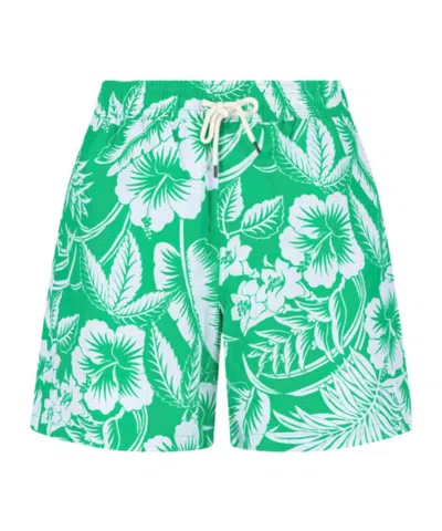 Polo Ralph Lauren Floral-patterned Drawstring Swim Shorts In Green