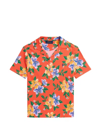 Polo Ralph Lauren Kids' Floral-print Polo Shirt In Orange