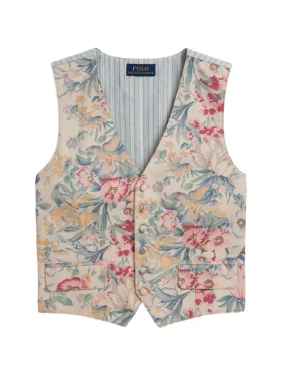 Polo Ralph Lauren Kids' Floral-print Waistcoat In Neutral