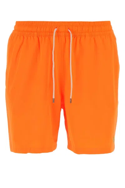 POLO RALPH LAUREN FLUO ORANGE STRETCH POLYESTER SWIMMING SHORTS