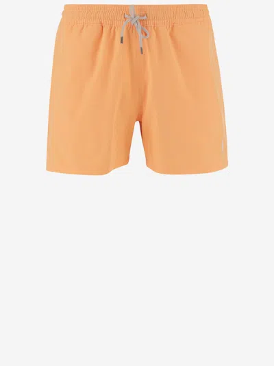 POLO RALPH LAUREN FLUO ORANGE STRETCH POLYESTER SWIMMING SHORTS
