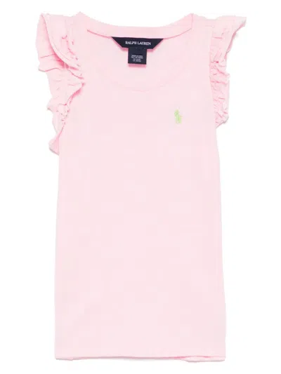 Polo Ralph Lauren Kids' Flutter Sleeves T-shirt In Pink