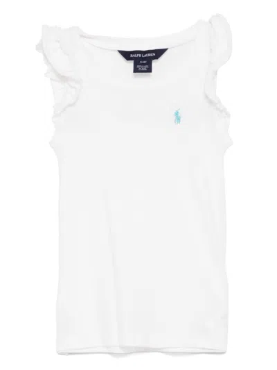 Polo Ralph Lauren Kids' Flutter Sleeves T-shirt In White