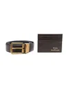 Polo Ralph Lauren Foil-logo Card Holder Belt Gift Set In Brown