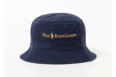 Pre-owned Polo Ralph Lauren For Beams Gold Logo Bucket Hat Navy