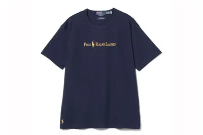 Pre-owned Polo Ralph Lauren For Beams Gold Logo T-shirt Navy